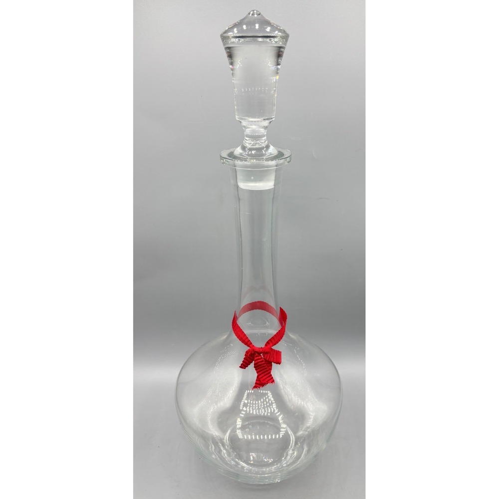 Vintage Tall Clear Glass‎ Wine Decanter with Faceted Stopper 16.5 in Bar EMPTY